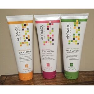 Lot of 3 Andalou Naturals Body Lotions Vitalizing Soothing Uplifting 8 fl. oz ea